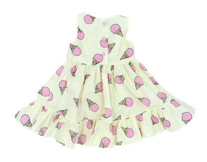 Girls' Ice Cream Dress: Handmade Yellow Ruffle Party Dress