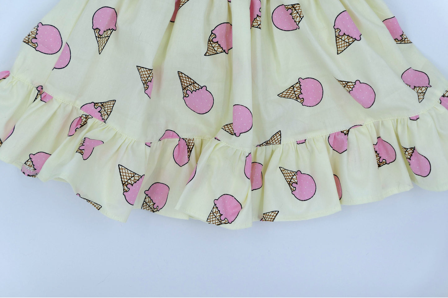 Girls' Ice Cream Dress: Handmade Yellow Ruffle Party Dress