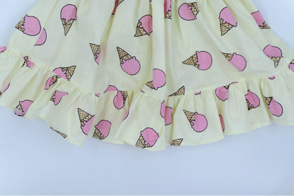 Girls' Ice Cream Dress: Handmade Yellow Ruffle Party Dress
