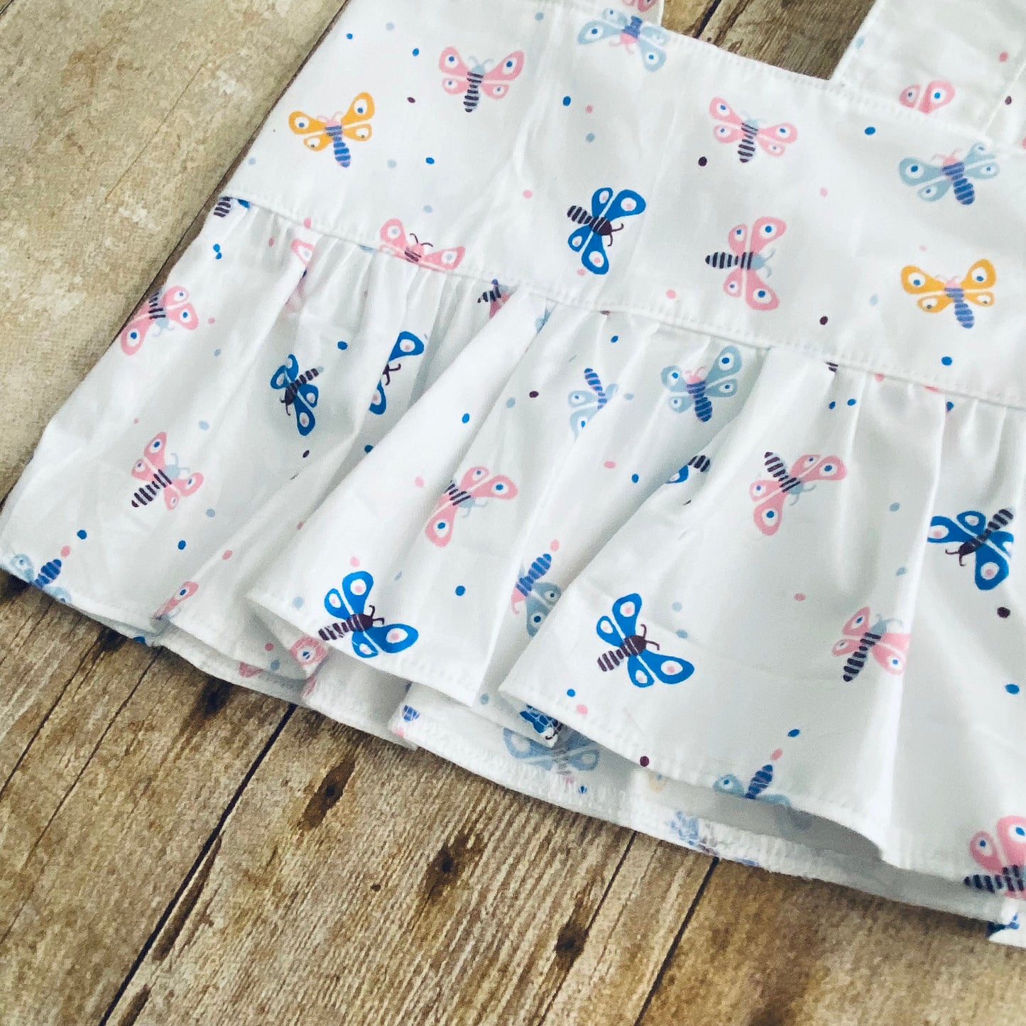 Girl Peplum Crop Top | Baby Girl Top Butterfly Print | Shoulder Ties Shirt with Ruffle Trim