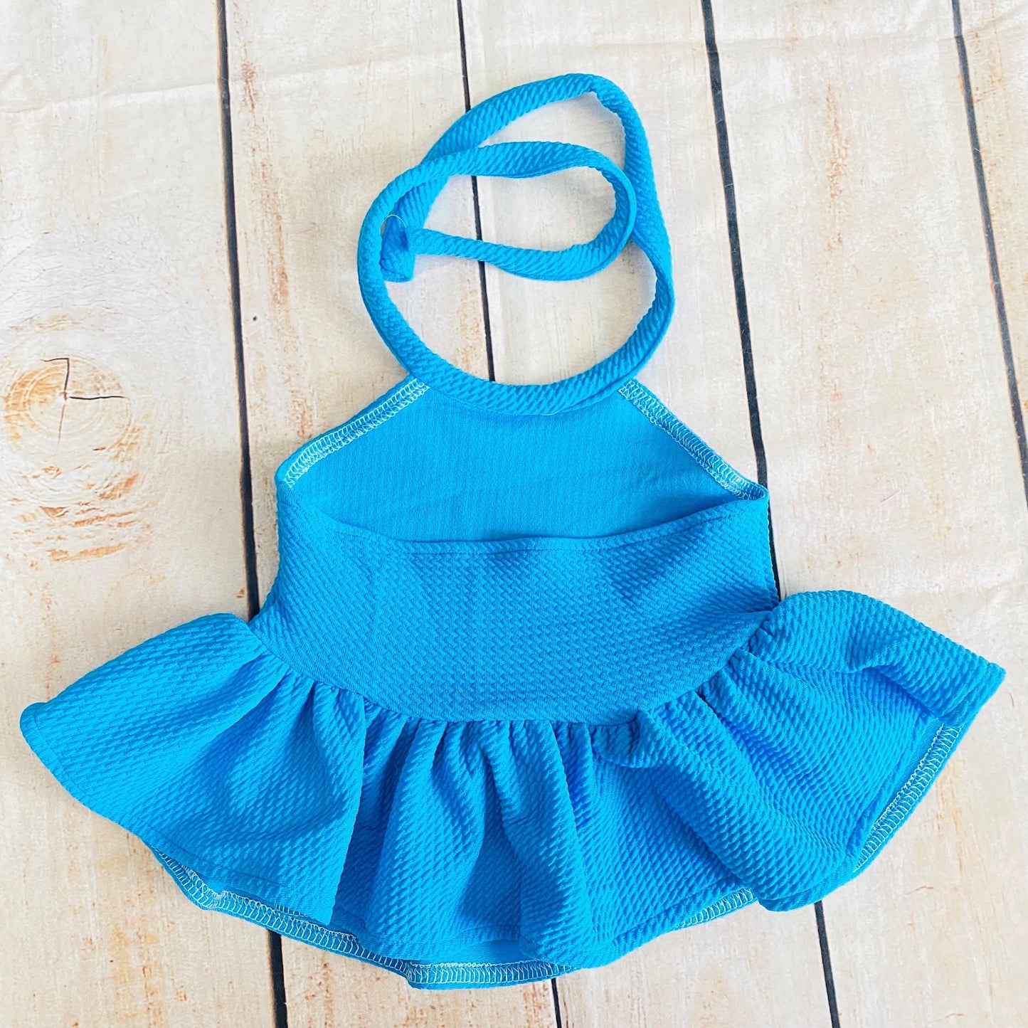 Blue Baby Outfit: Ruffled Halter Top, High Waist Bummies & Headband