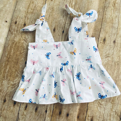 Girl Peplum Crop Top | Baby Girl Top Butterfly Print | Shoulder Ties Shirt with Ruffle Trim