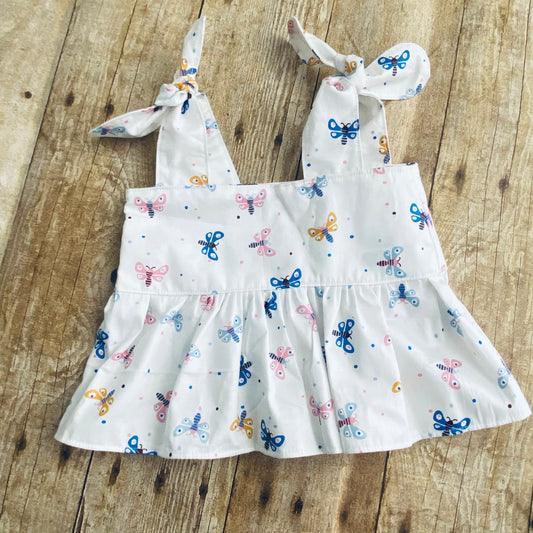 Girl Peplum Crop Top | Baby Girl Top Butterfly Print | Shoulder Ties Shirt with Ruffle Trim