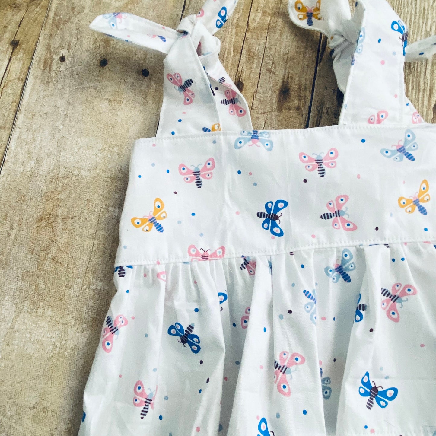 Girl Peplum Crop Top | Baby Girl Top Butterfly Print | Shoulder Ties Shirt with Ruffle Trim