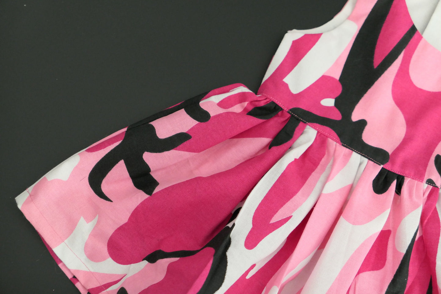 Pink Camo Cotton Dress: Sleeveless Knee Length Gown