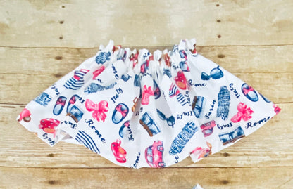 Girls' Twirl Skirt: Italian Travel Print Ruffle Skirt (Newborn to 6 Years)