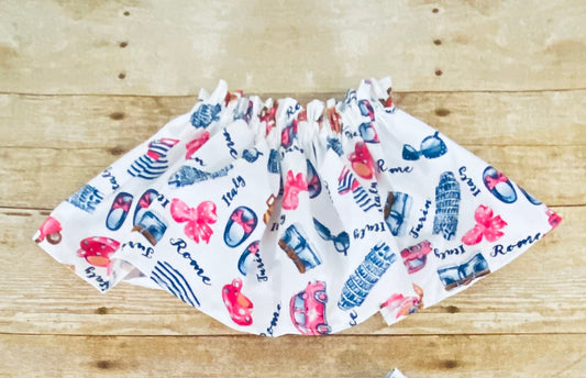 Girls' Twirl Skirt: Italian Travel Print Ruffle Skirt (Newborn to 6 Years)
