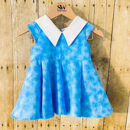 Blue Girls Dress | Peter Pan Collar| Twirl Skirt | Birthday Dress