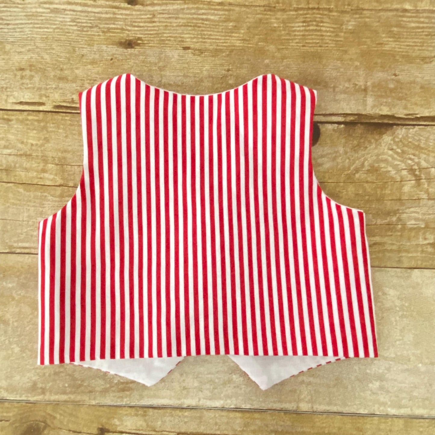Red and White Striped Baby Vest and Bow Tie | Handmade Cotton Outfit