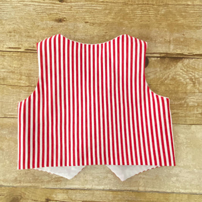 Red and White Striped Baby Vest and Bow Tie | Handmade Cotton Outfit