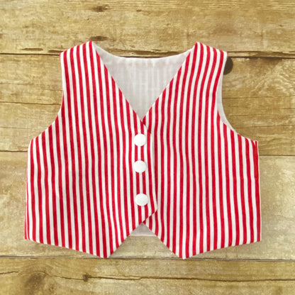 Red and White Striped Baby Vest and Bow Tie | Handmade Cotton Outfit