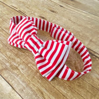 Red and White Striped Baby Vest and Bow Tie | Handmade Cotton Outfit