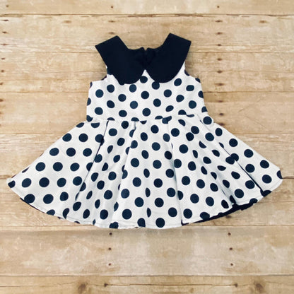 Girls' Black and White Polka Dot Dress – Handmade Pleated Party Dress