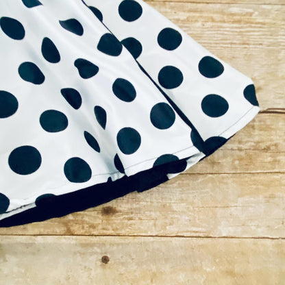 Girls' Black and White Polka Dot Dress – Handmade Pleated Party Dress
