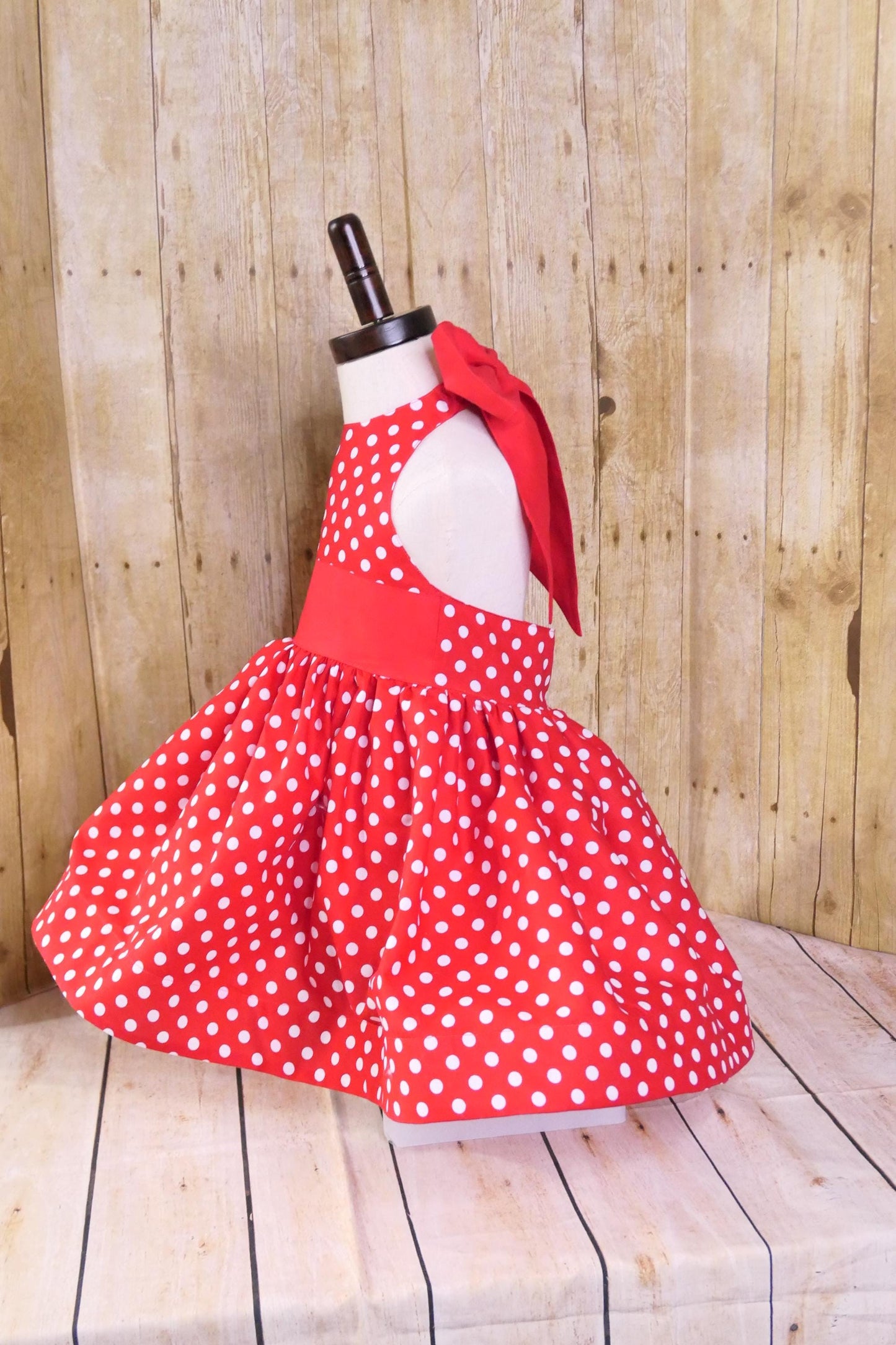Handmade Red Polka Dot Halter Dress: Girls Birthday Party Outfit