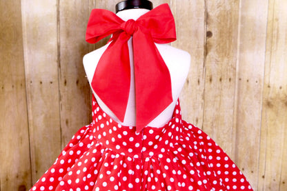 Handmade Red Polka Dot Halter Dress: Girls Birthday Party Outfit
