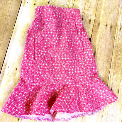 Handmade Girls Cotton Pencil Skirt: Flounce Hem, Sizes 2T-10