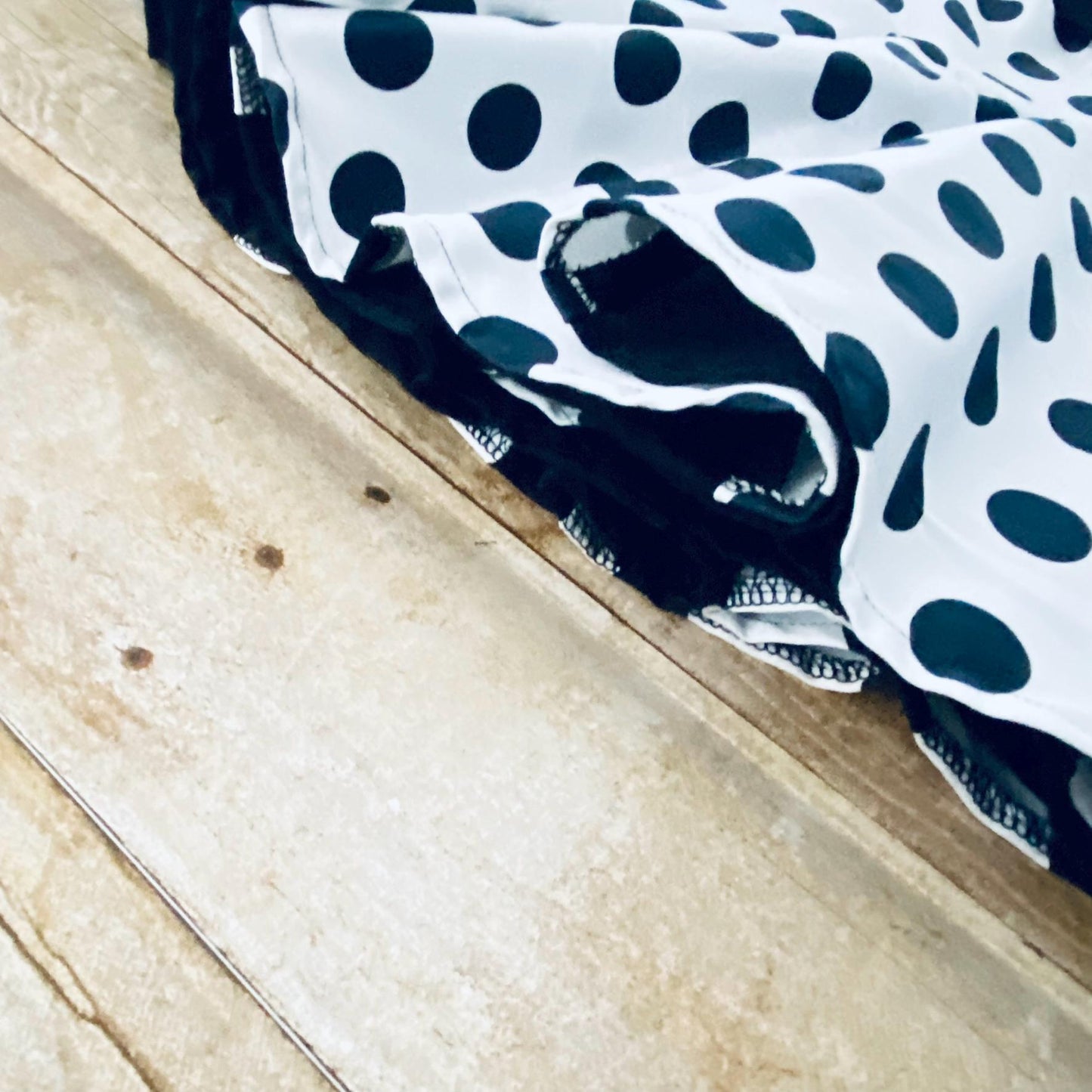 Girls' Black and White Polka Dot Dress – Handmade Pleated Party Dress