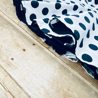 Girls' Black and White Polka Dot Dress – Handmade Pleated Party Dress