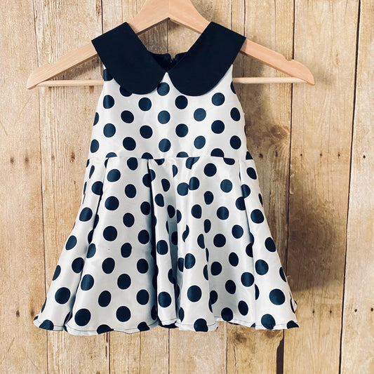 Girls' Black and White Polka Dot Dress – Handmade Pleated Party Dress