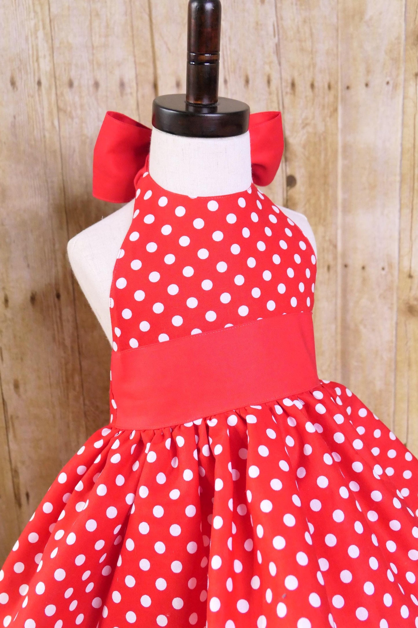 Handmade Red Polka Dot Halter Dress: Girls Birthday Party Outfit