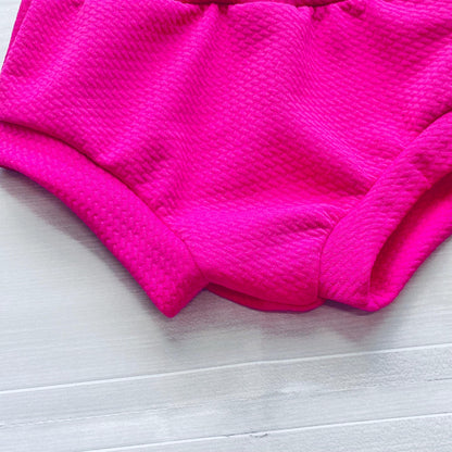Raspberry Pink High-Waisted Baby Bummies | Hot Pink Diaper Cover