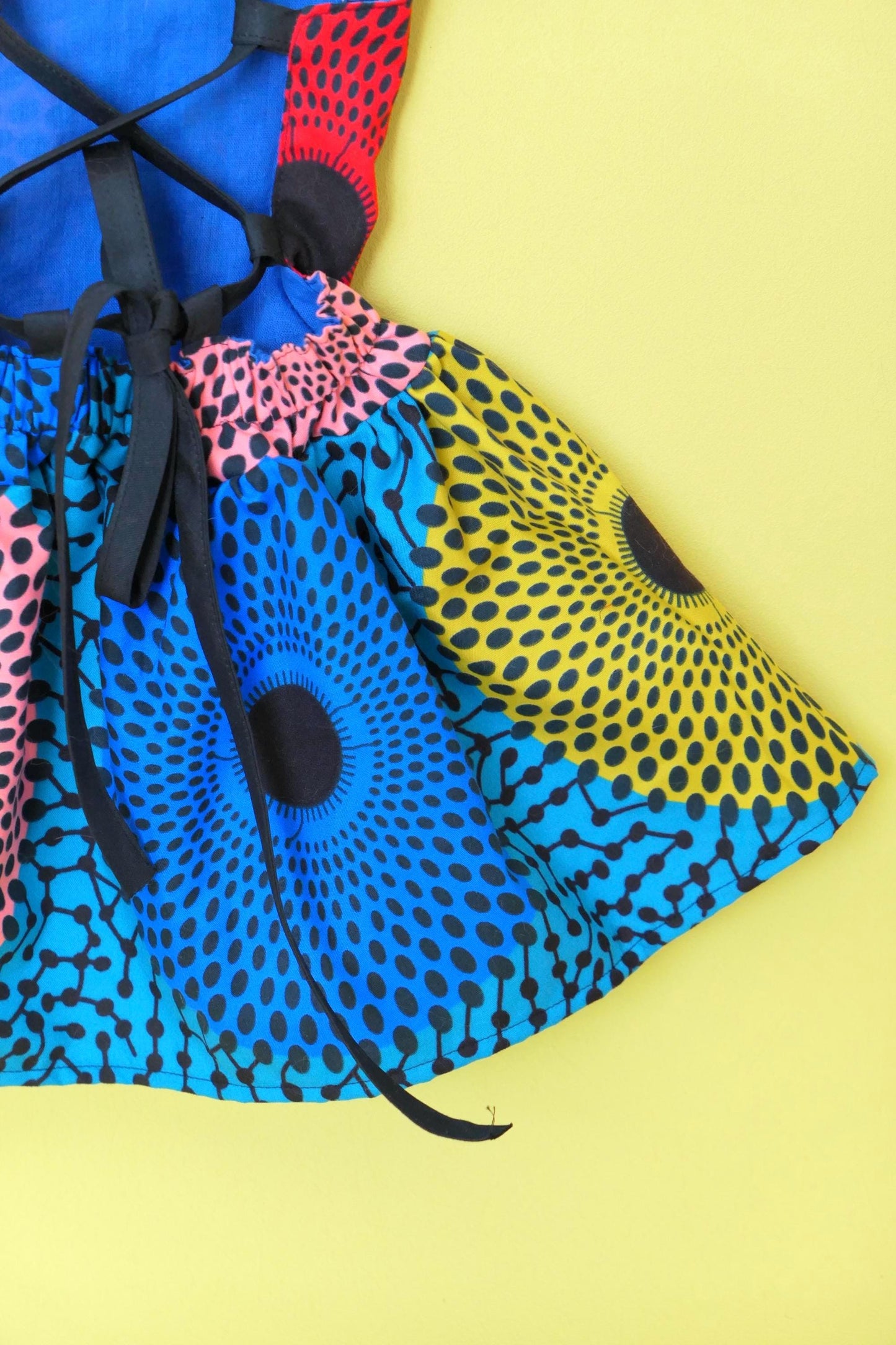 Handmade Ankara Cotton Open-Back Dress: Colorful Print, USA-Made