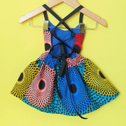 Handmade Ankara Cotton Open-Back Dress: Colorful Print, USA-Made