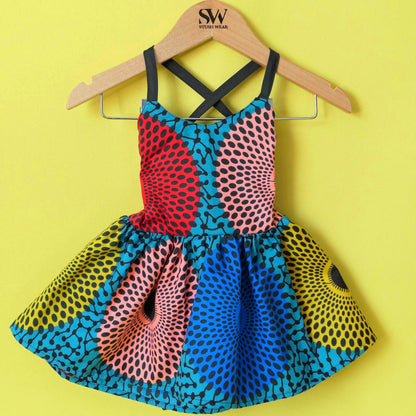 Handmade Ankara Cotton Open-Back Dress: Colorful Print, USA-Made