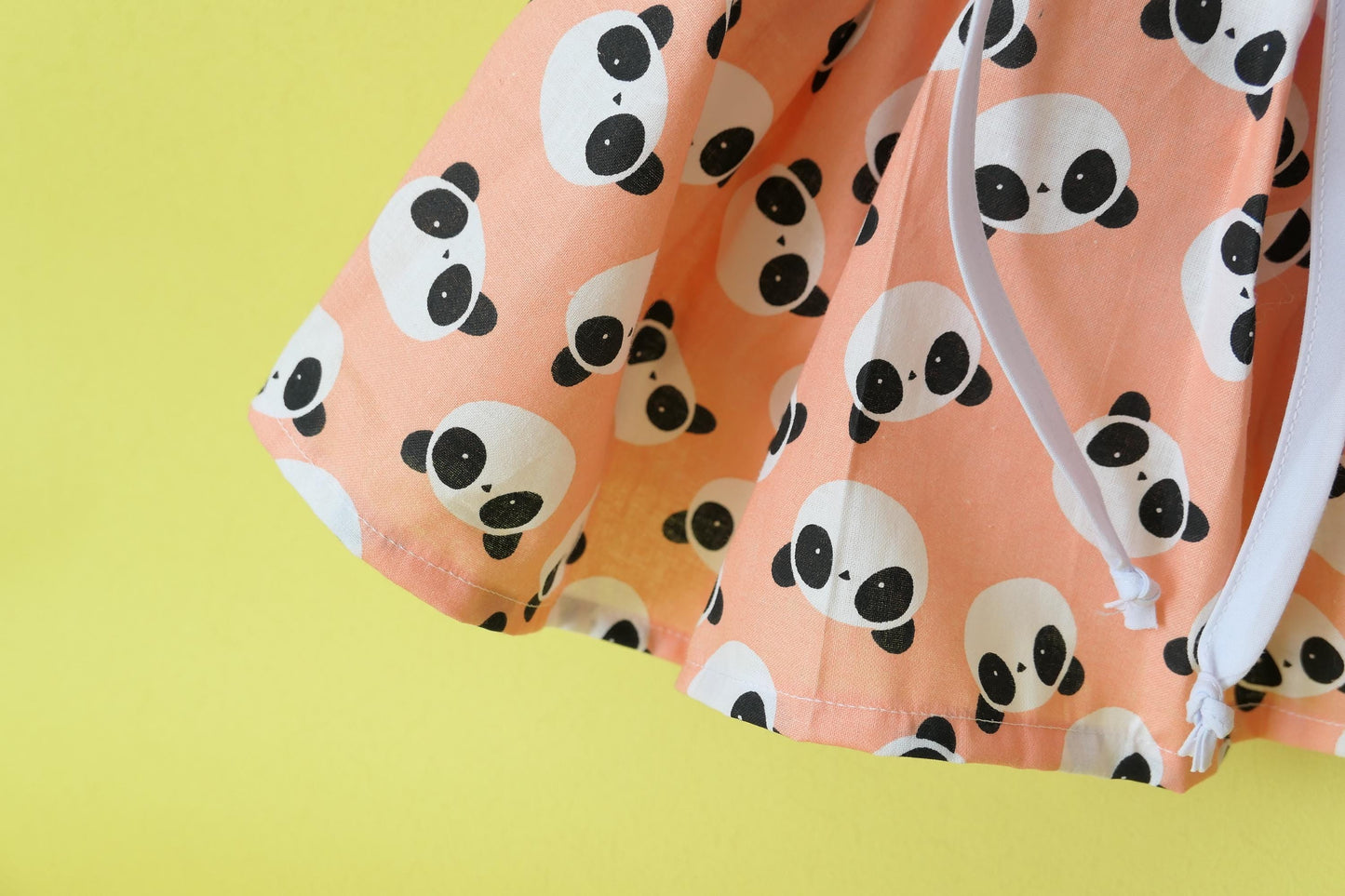 Handmade Panda Print Dress: Open-Back Cotton  Dress