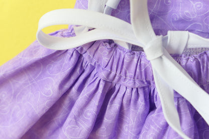 Purple Print Dress: Open-Back  Dress - Handmade in USA