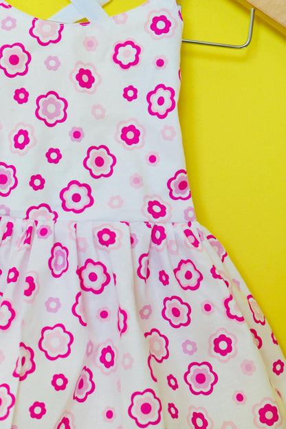 Handmade Pink Floral Baby Dress: Open-Back Outfit