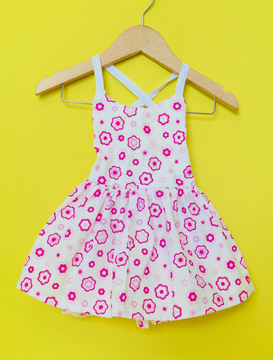 Handmade Pink Floral Baby Dress: Open-Back Outfit