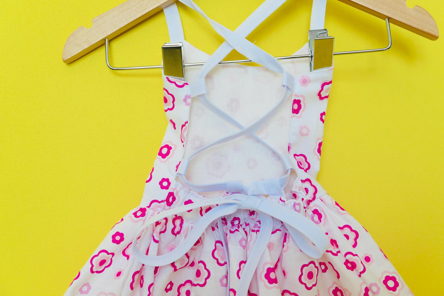 Handmade Pink Floral Baby Dress: Open-Back Outfit