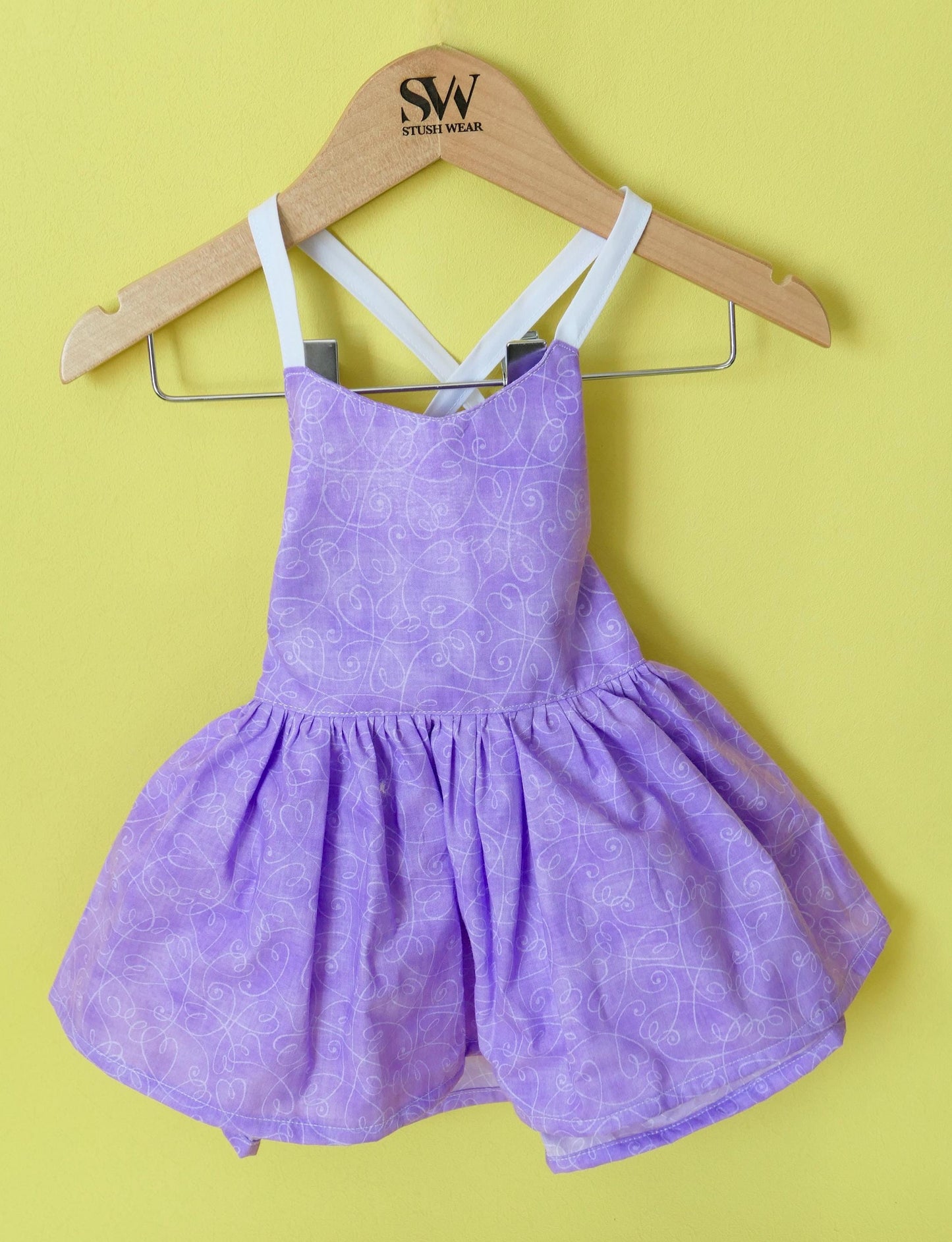 Purple Print Dress: Open-Back  Dress - Handmade in USA