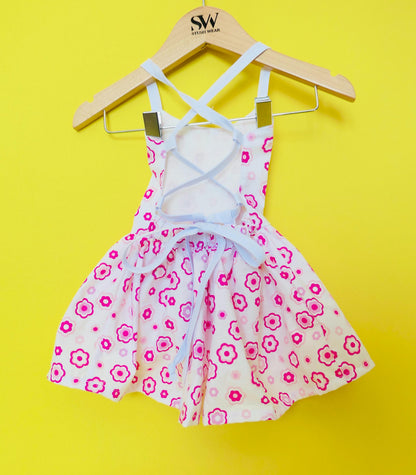 Handmade Pink Floral Baby Dress: Open-Back Outfit