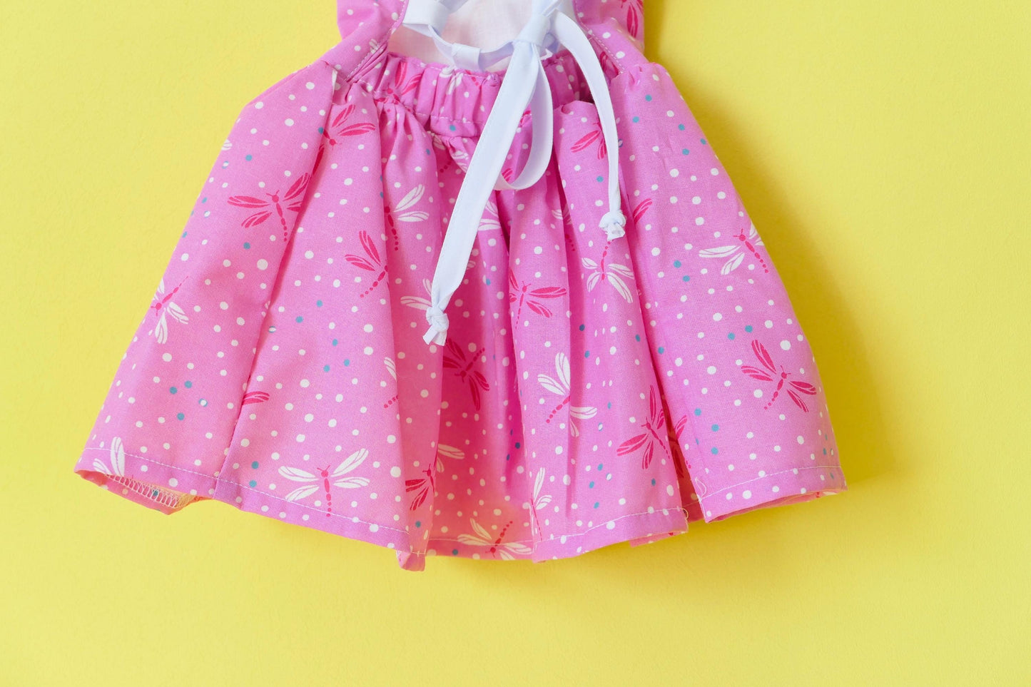 Handmade Pink Dragonfly Dress: Girls Polka Dot Cotton Dress