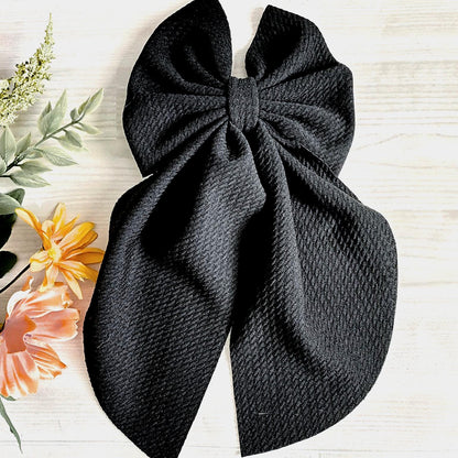 Oversized Hot Pink Hair Bow: Textured Knit, Girls Accessory