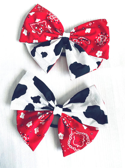 Cow Print and Bandana Hair Bows - Handmade in the USA