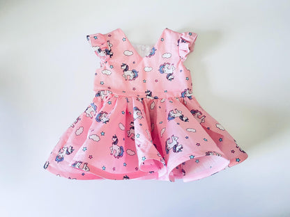 Pink Dress with Flutter Sleeves | Full Circle Skirt | Twirl dress