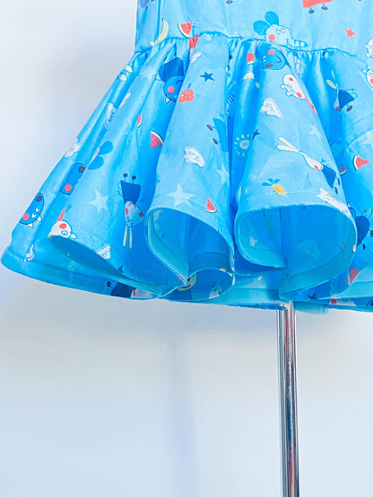 Girls Twirl dress | Blue V-Neck Dress with Flutter Sleeves