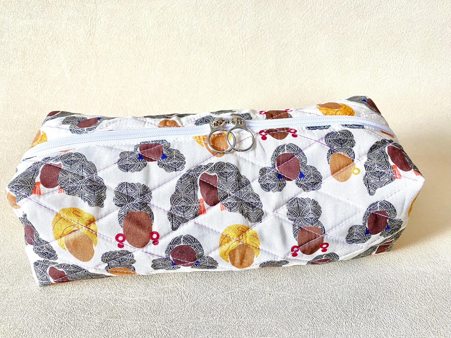 Quilted Hair Tool Bag: Cotton Travel Organizer | Zipper Pocket