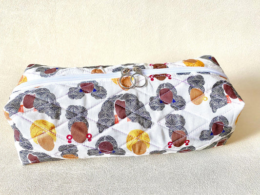 Quilted Hair Tool Bag: Cotton Travel Organizer | Zipper Pocket