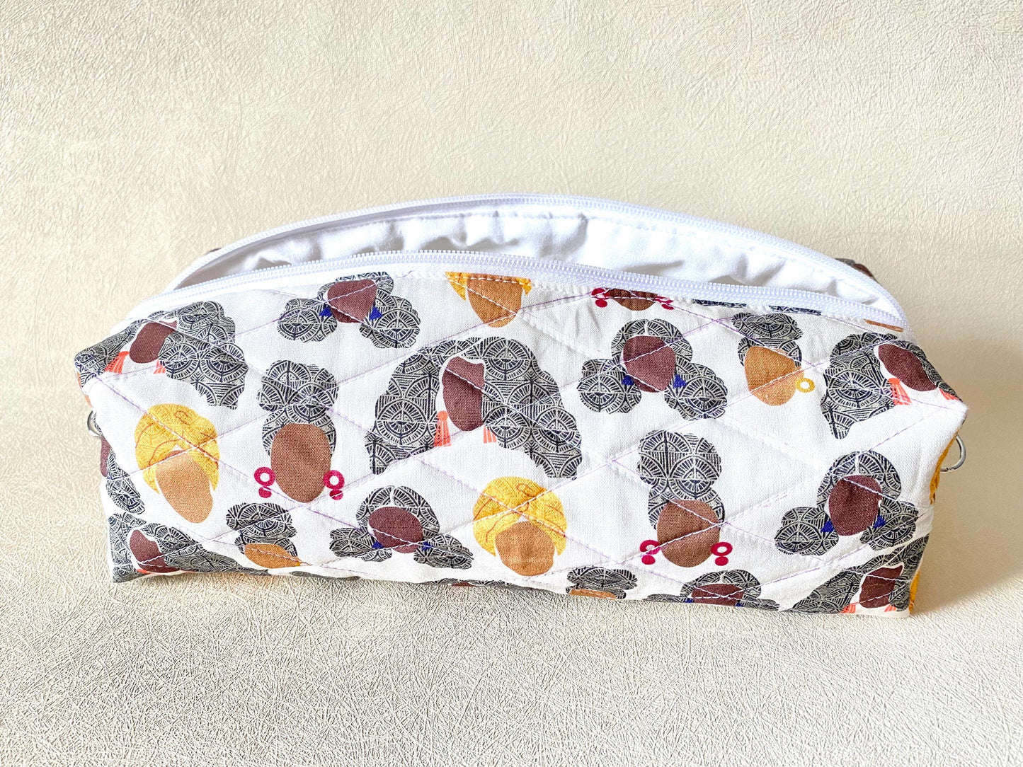 Quilted Hair Tool Bag: Cotton Travel Organizer | Zipper Pocket