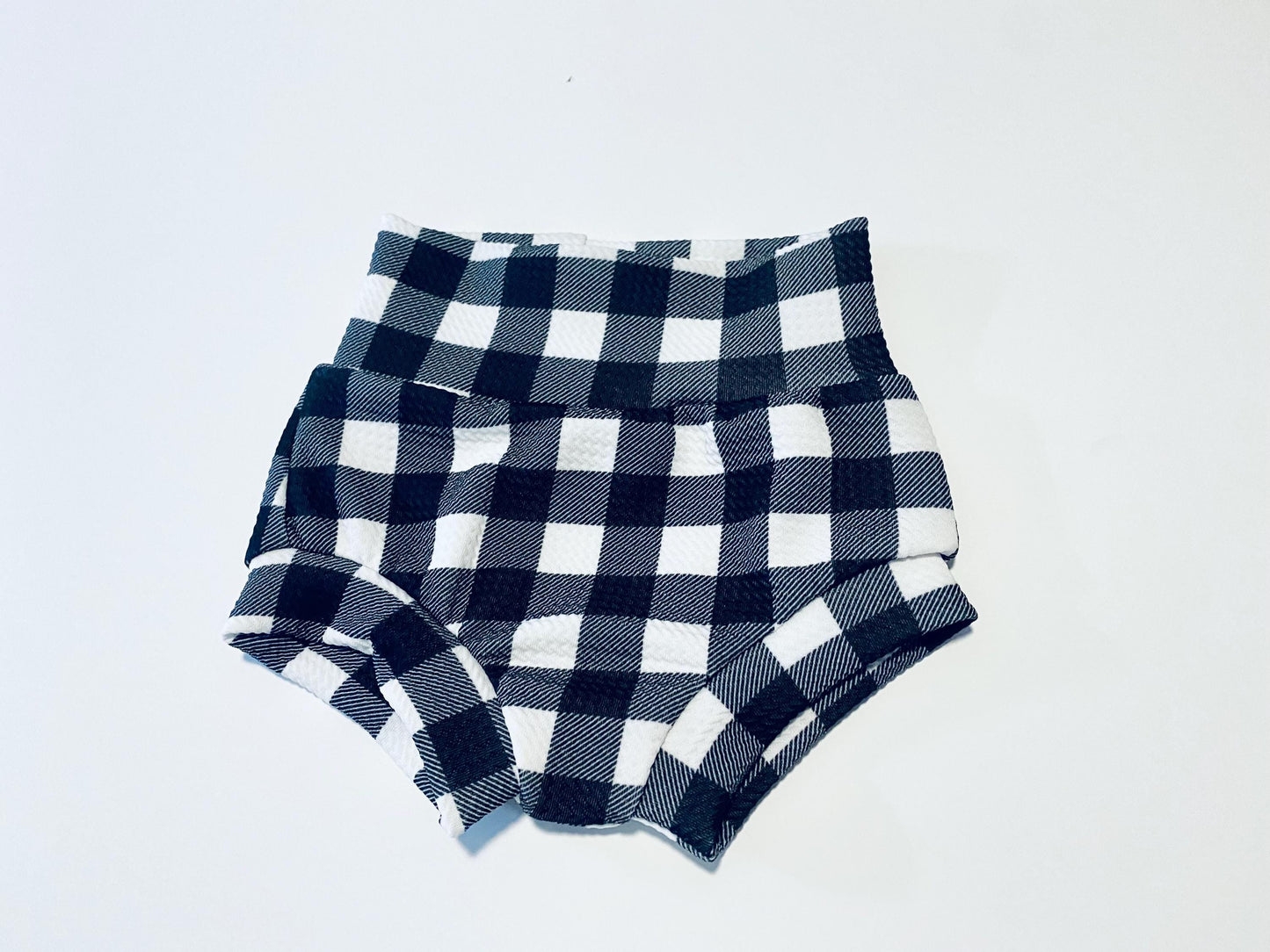 Buffalo Plaid High Waisted Baby Bummies | Baby Shorts | Babies Bloomers | Black and White | Holiday