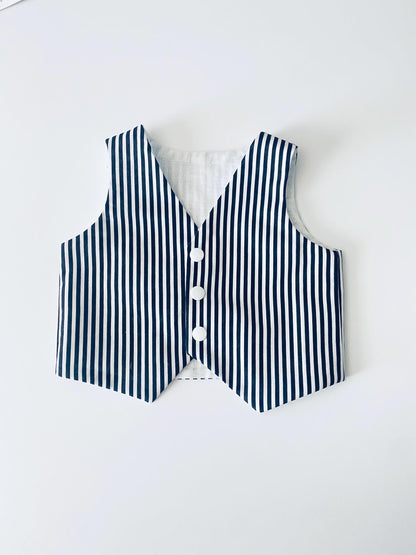 Black and White Striped Baby Vest and Bow Tie | Handmade Cotton Outfit
