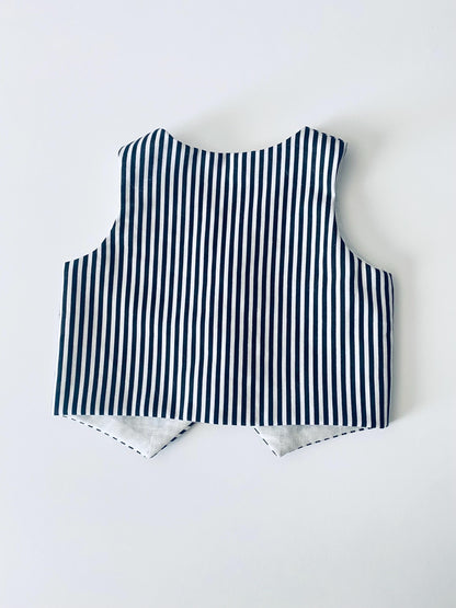 Black and White Striped Baby Vest and Bow Tie | Handmade Cotton Outfit