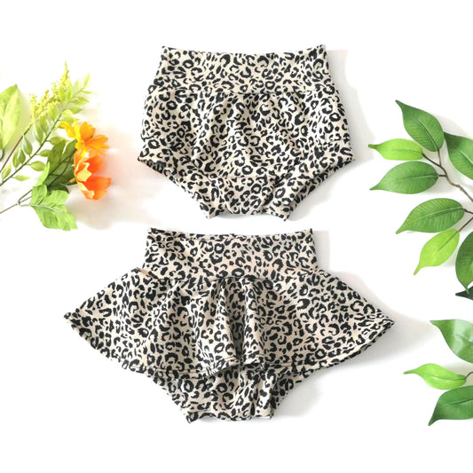 Handmade Animal Print Baby Bloomers | Skirted Brushed Knit Bummies