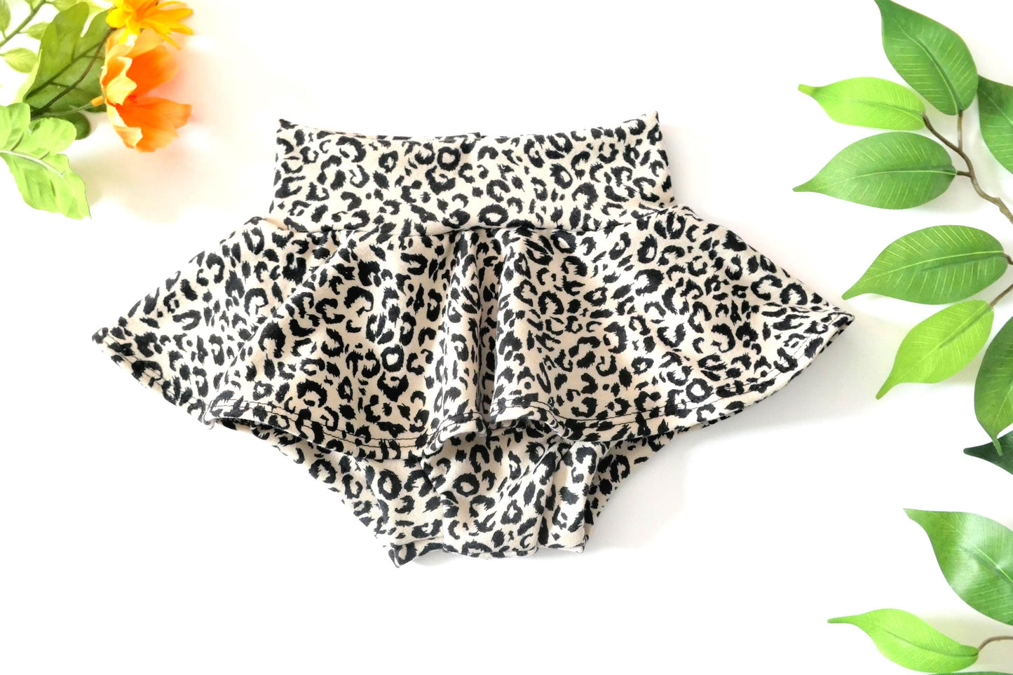 Handmade Animal Print Baby Bloomers | Skirted Brushed Knit Bummies