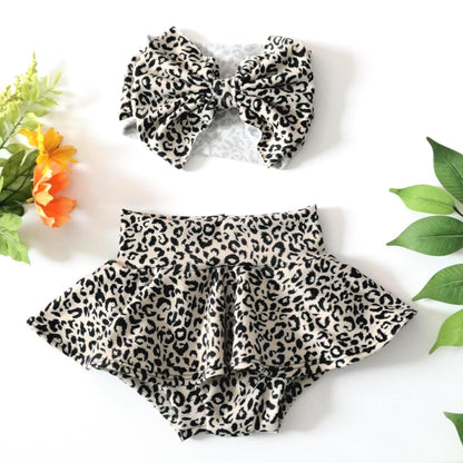 Handmade Animal Print Baby Bloomers | Skirted Brushed Knit Bummies